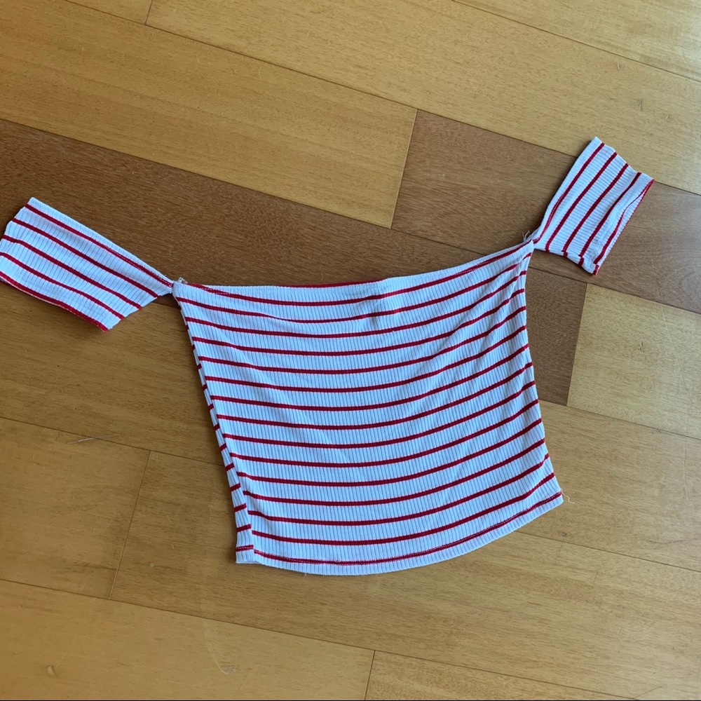 Forever 21 Striped Crop Top, Red & White